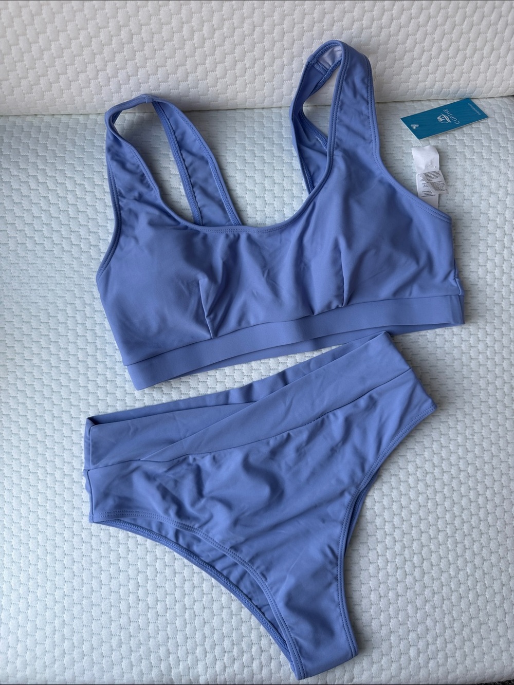 Cupshe Lilac Blue Scoop Neck Bikini Set